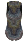 one-piece swimsuit in all-over micro sequin lamé blend made