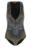 one-piece swimsuit in all-over micro sequin lamé blend made