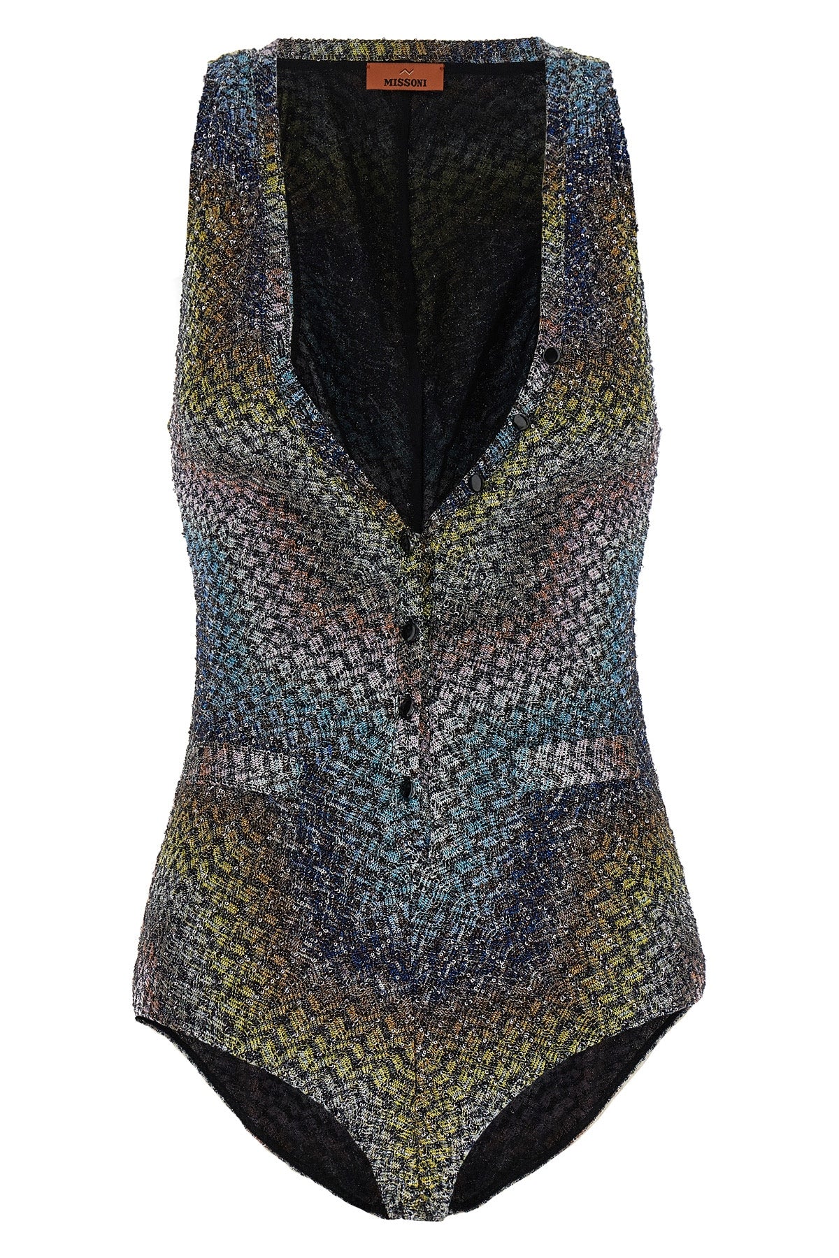 one-piece swimsuit in all-over micro sequin lamé blend made