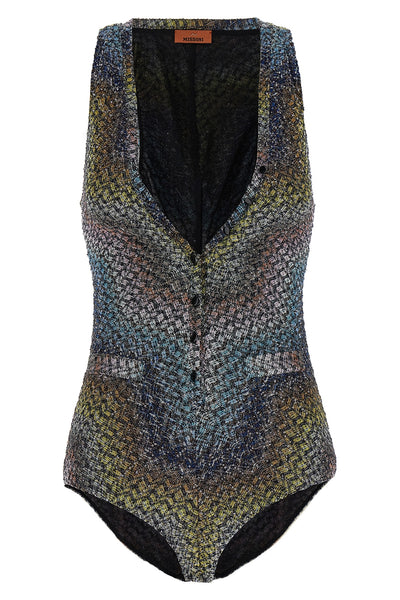one-piece swimsuit in all-over micro sequin lamé blend made
