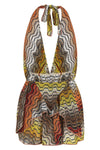 greek motif lamé viscose blend minidress