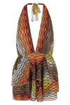 greek motif lamé viscose blend minidress