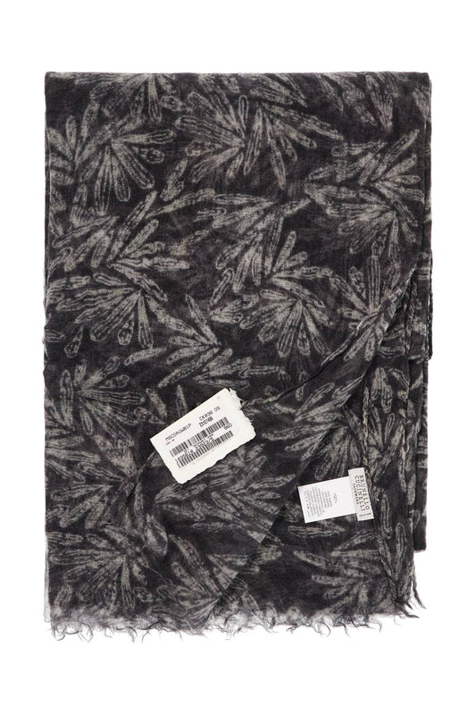 "cashmere scarf with fern print"