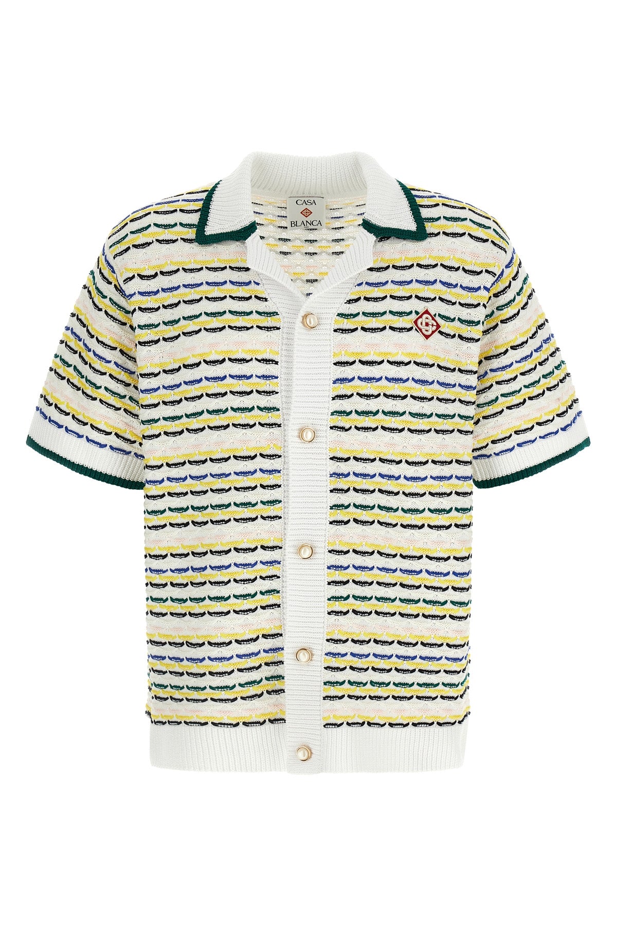 tuck stitch short sleeve cotton knit shirt