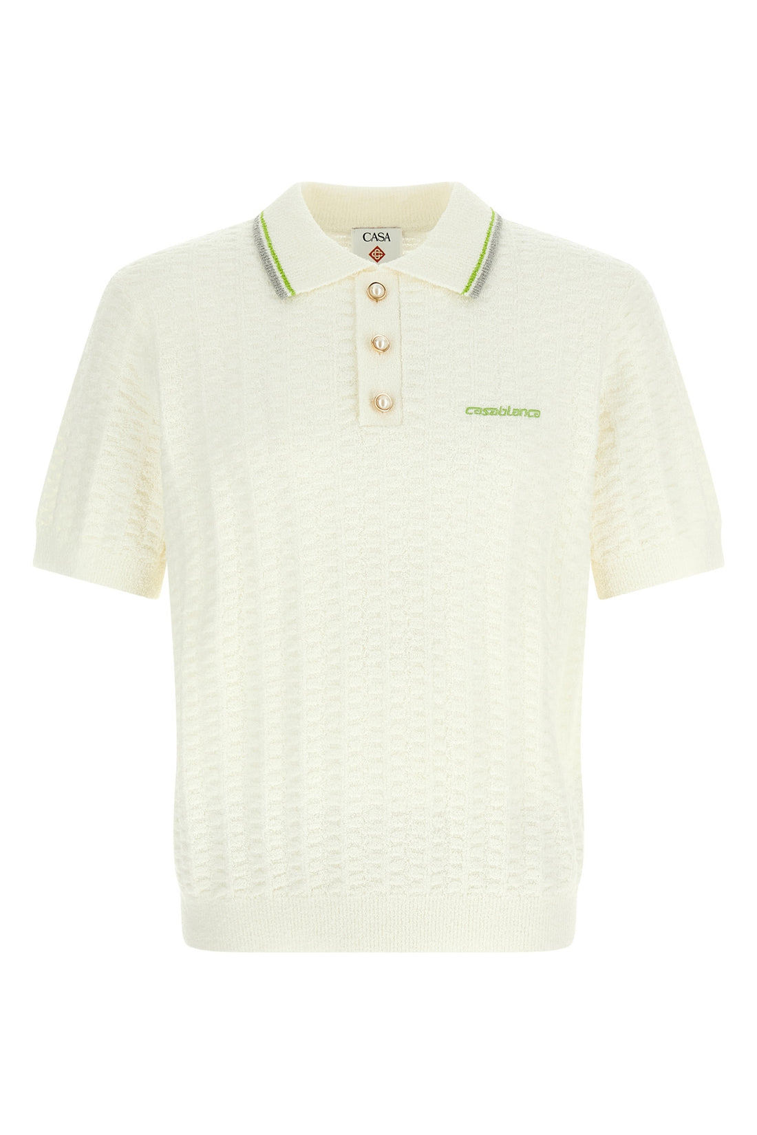 CASABLANCA S tennis bouclé polo shirt in bouclé cotton blend fabric