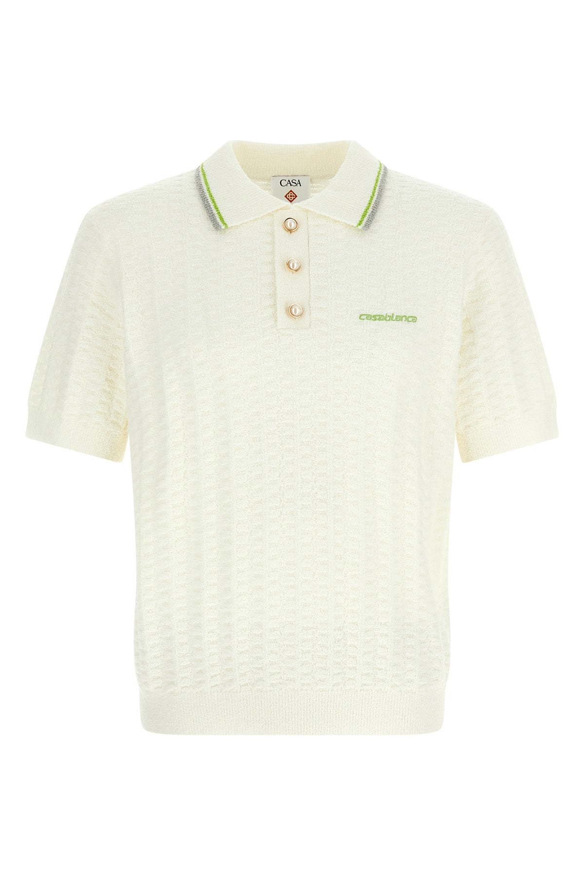 tennis bouclé polo shirt in bouclé cotton blend fabric