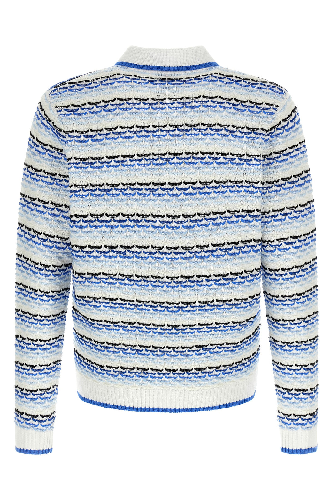 CASABLANCA L tuck stitch long sleeve cotton knit polo shirt
