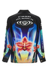 all-over orchid racer print silk twill shirt