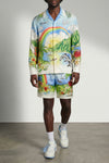 all-over aloha print silk twill shirt