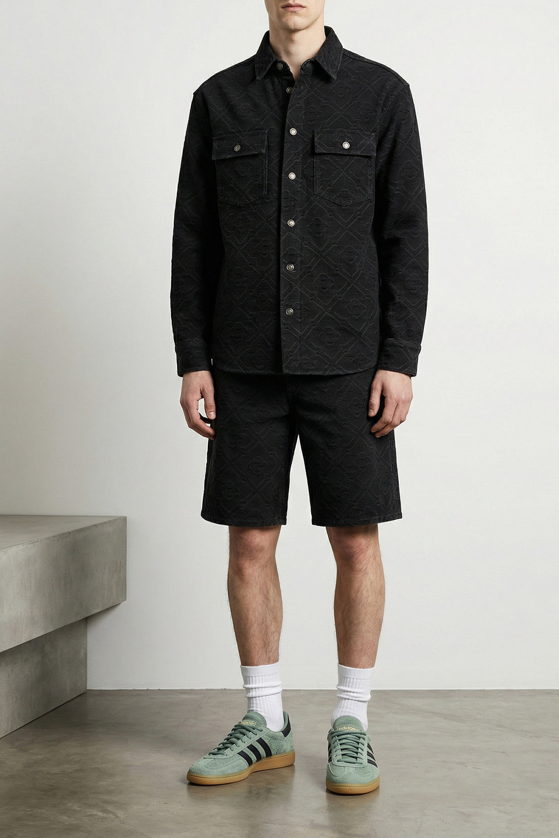 CASABLANCA XL laser monogram denim overshirt in cotton denim monogram motif of the maison ma