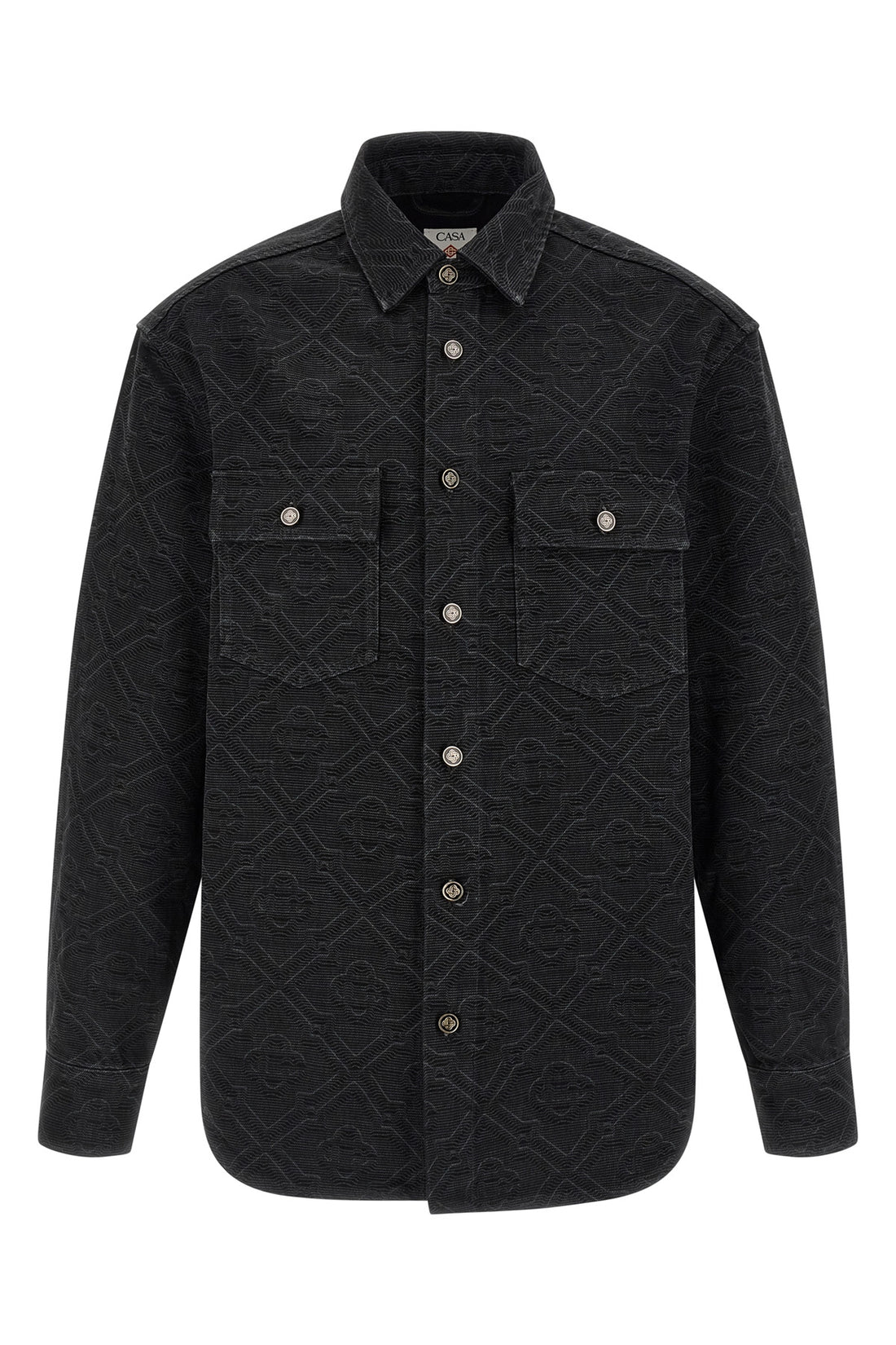 CASABLANCA XL laser monogram denim overshirt in cotton denim monogram motif of the maison ma