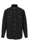 laser monogram denim overshirt in cotton denim monogram motif of the maison ma