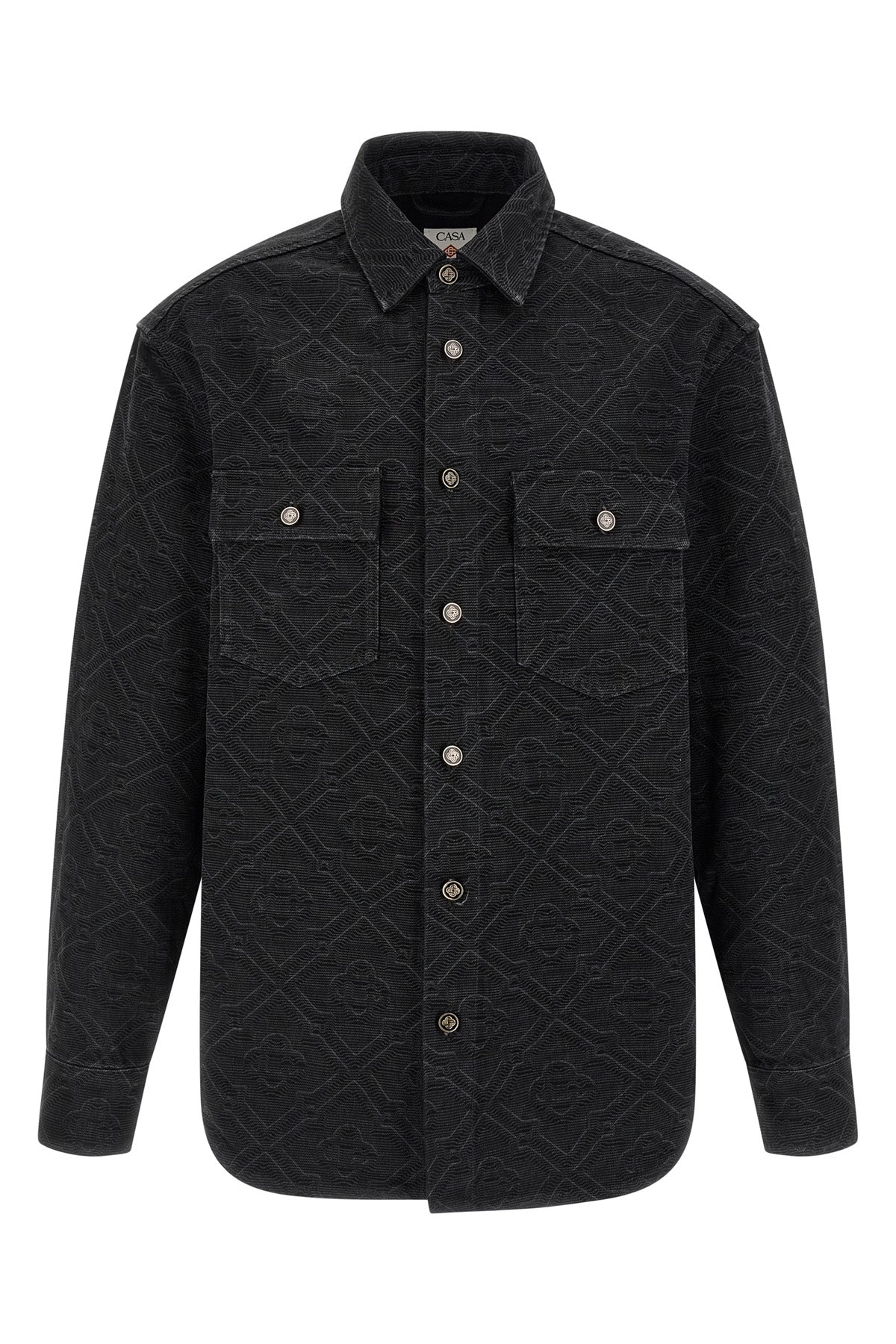 laser monogram denim overshirt in cotton denim monogram motif of the maison ma