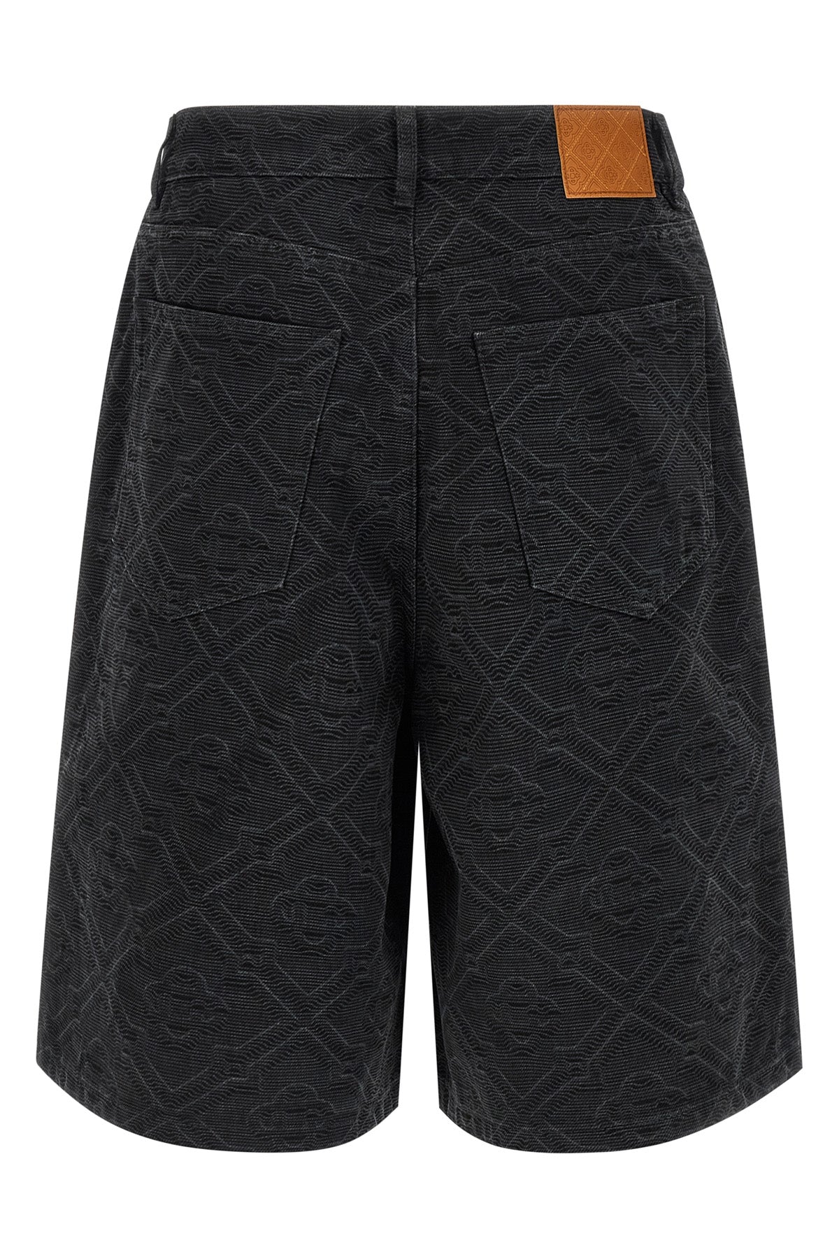 laser monogram denim bermuda shorts in cotton denim