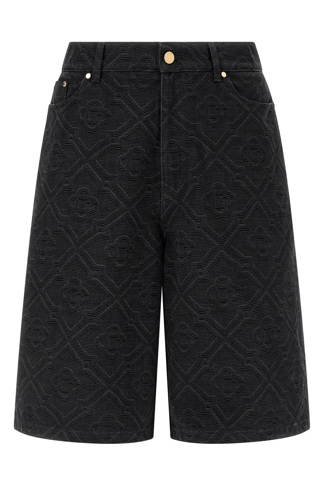 CASABLANCA 30 laser monogram denim bermuda shorts in cotton denim