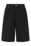laser monogram denim bermuda shorts in cotton denim