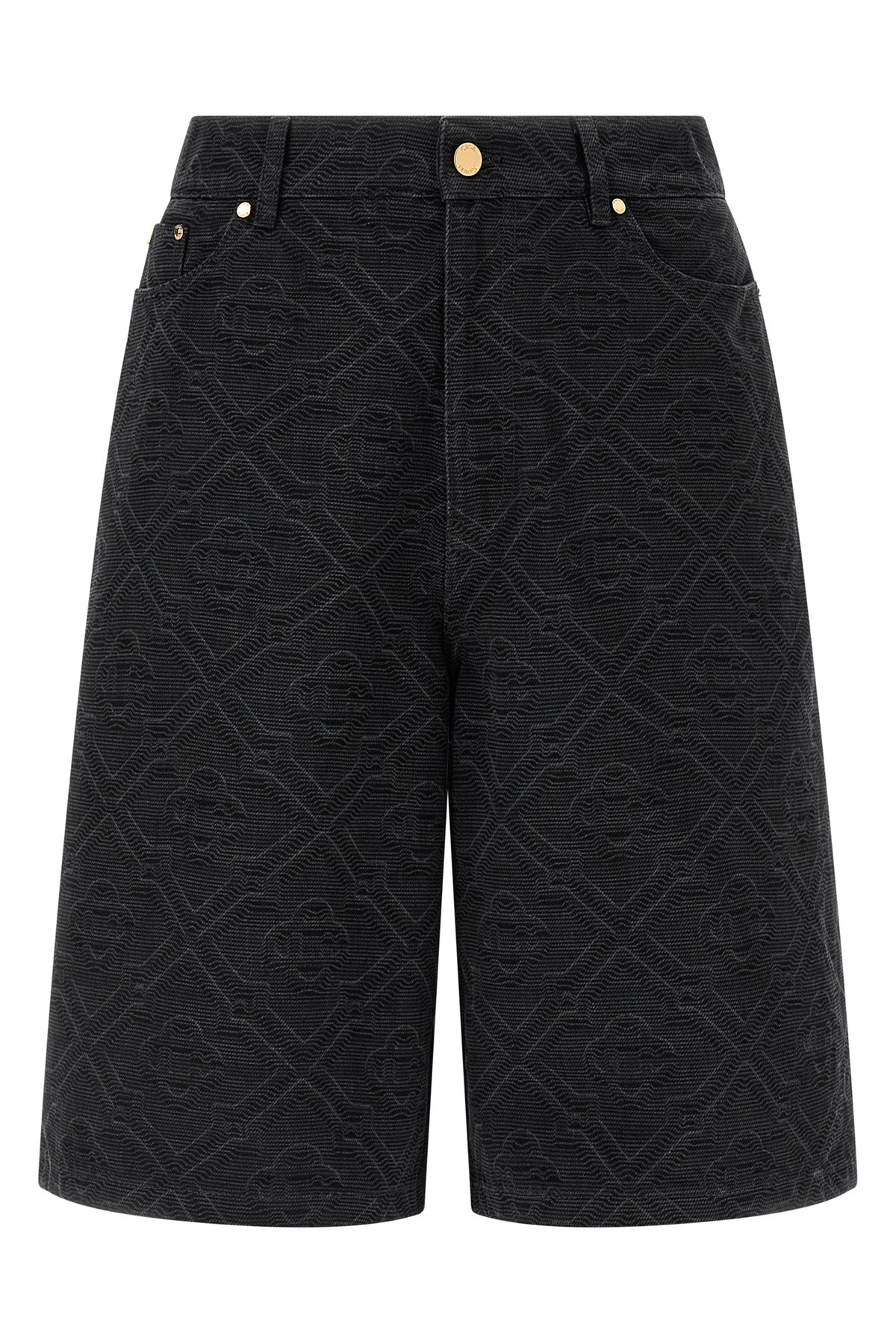 laser monogram denim bermuda shorts in cotton denim