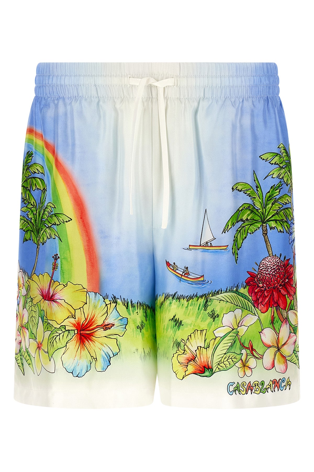 all over aloha print silk twill bermuda shorts
