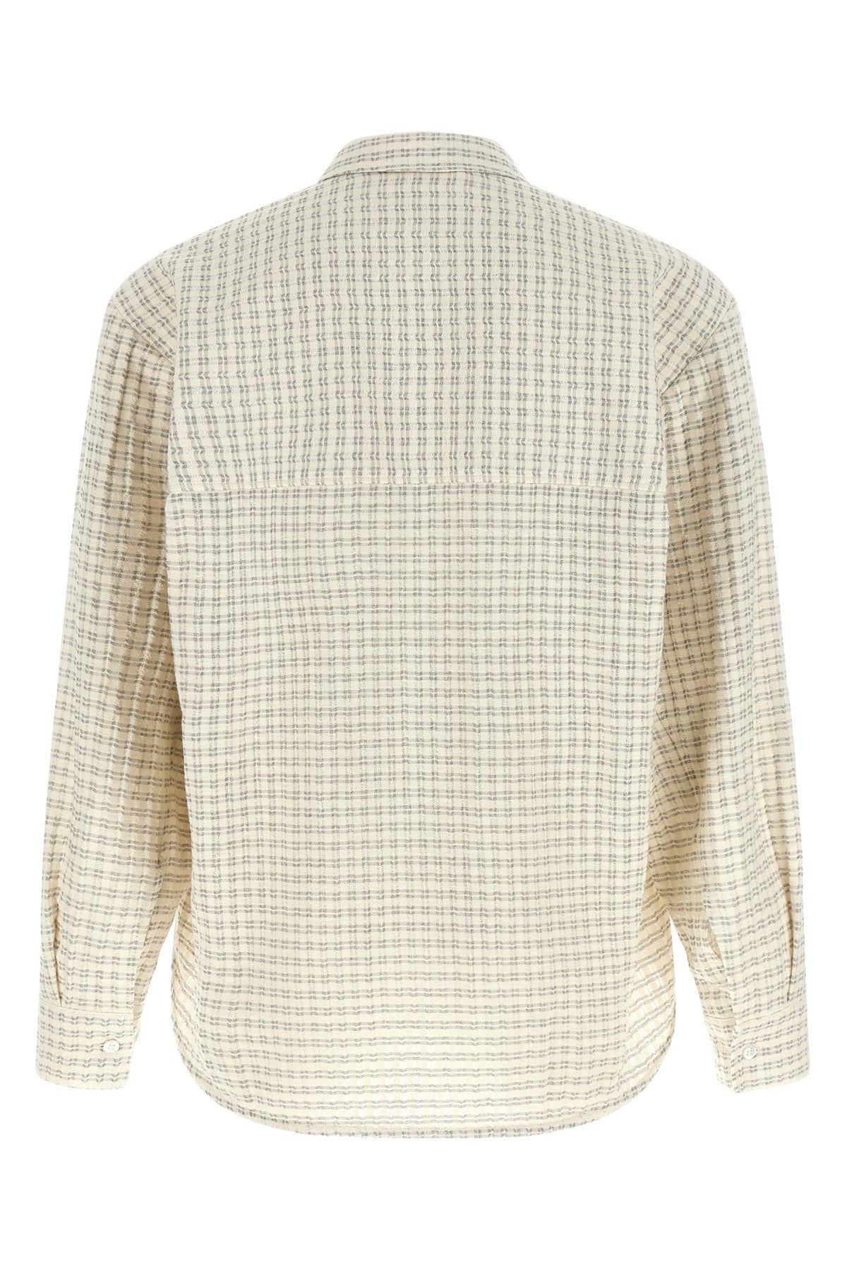 wes shirt in a delicate seersucker effect checked cotton fabric