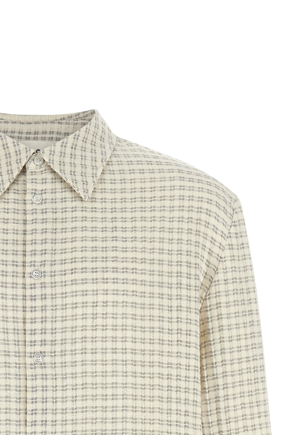 wes shirt in a delicate seersucker effect checked cotton fabric