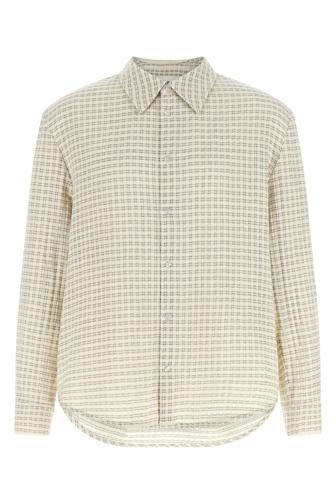 SÉFR L wes shirt in a delicate seersucker effect checked cotton fabric