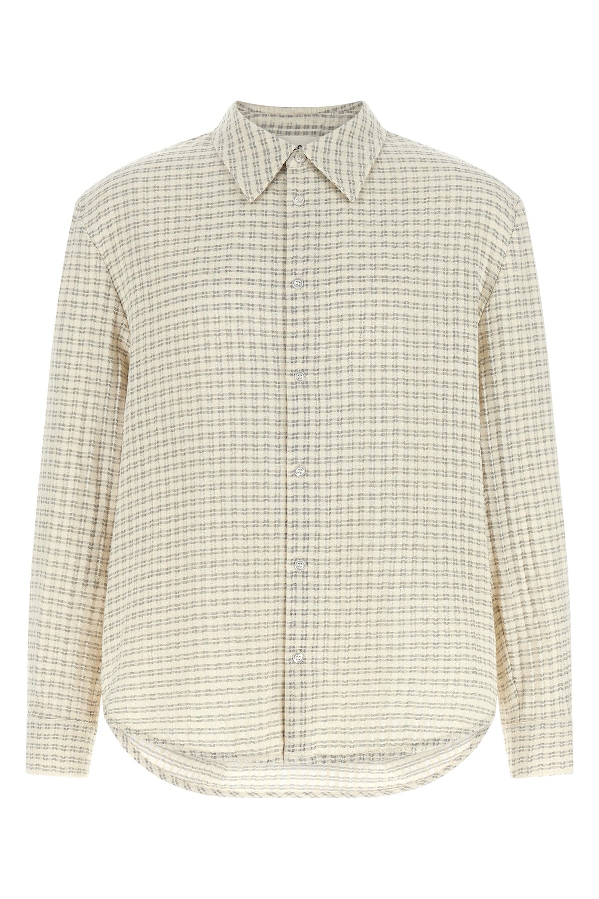 wes shirt in a delicate seersucker effect checked cotton fabric