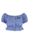 check-print cotton poplin top