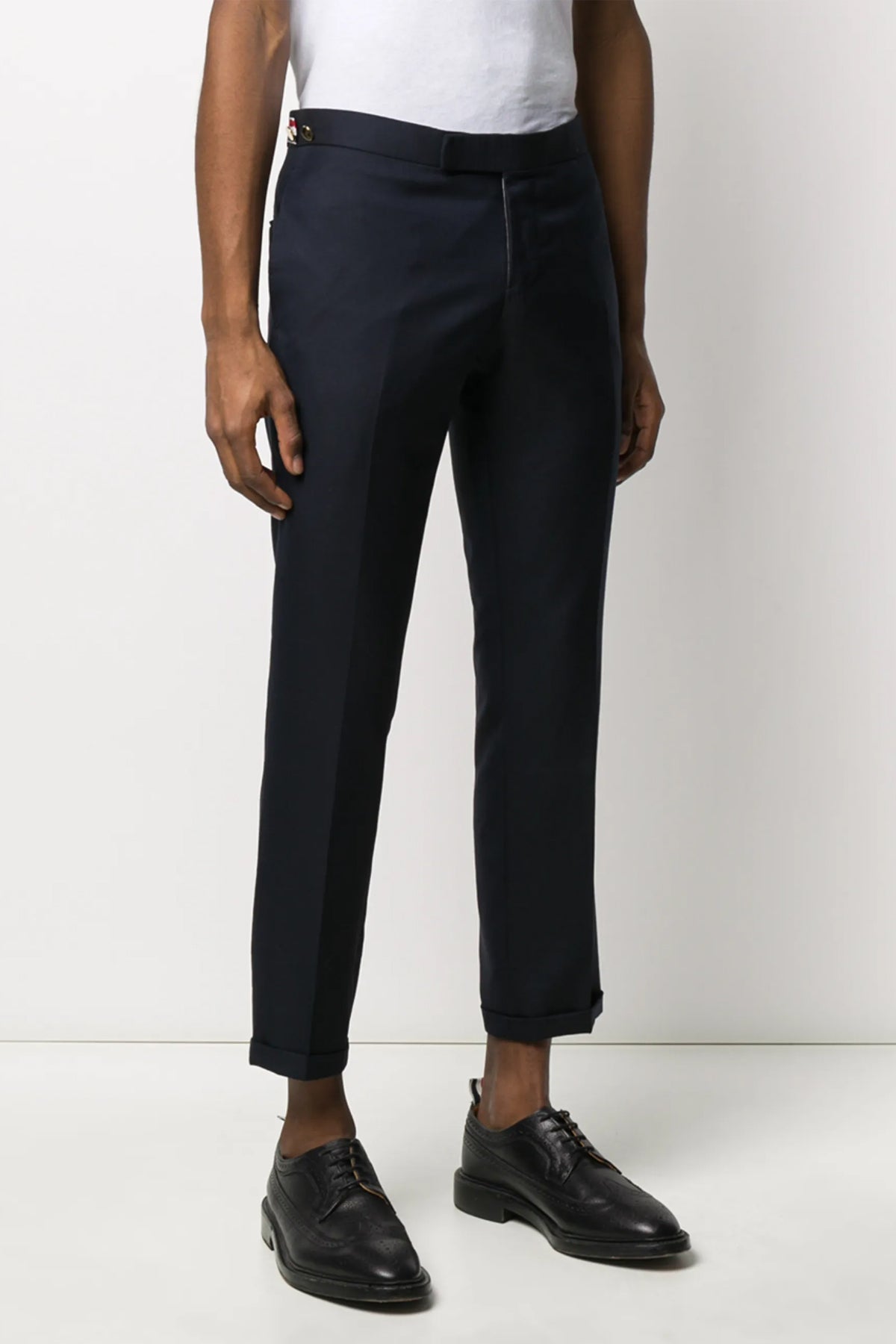 low rise wool twill pants