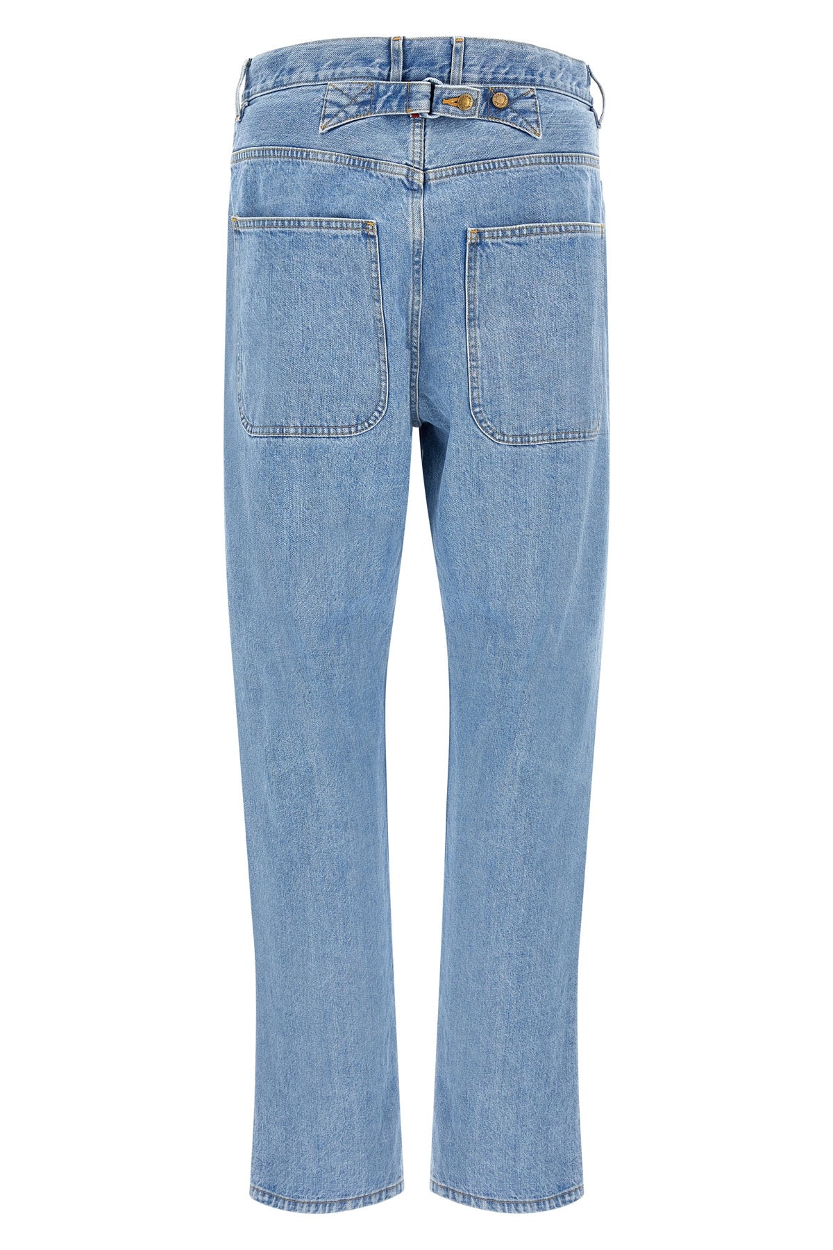 thom browne jeans in washed japanese selvedge denim