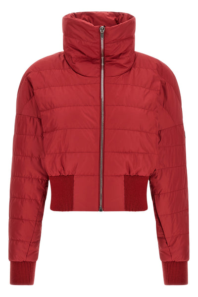 moncler + rick owens cropped down jacket in quilted saison longue