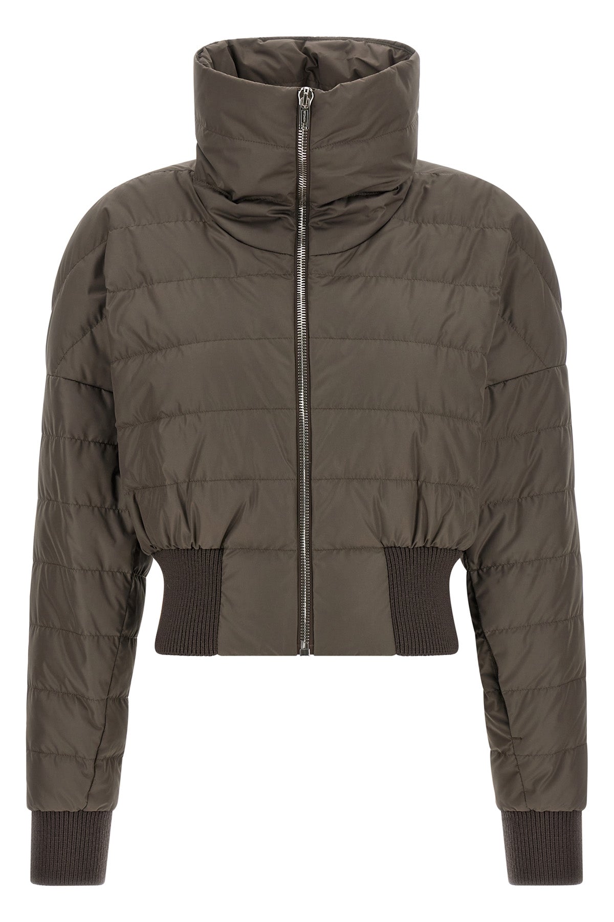 moncler + rick owens cropped down jacket in quilted saison longue