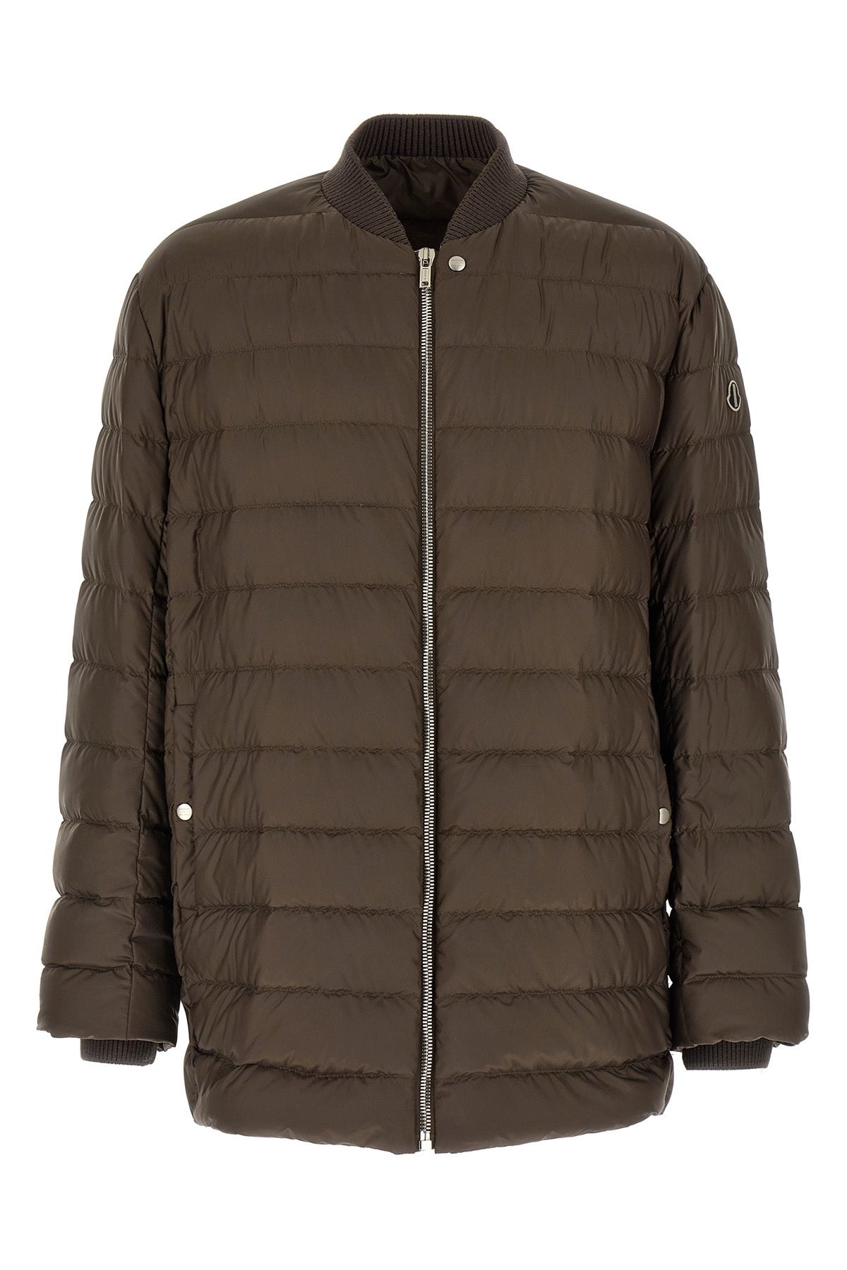moncler + rick owens flight parka down jacket in quilted saison longue lightly