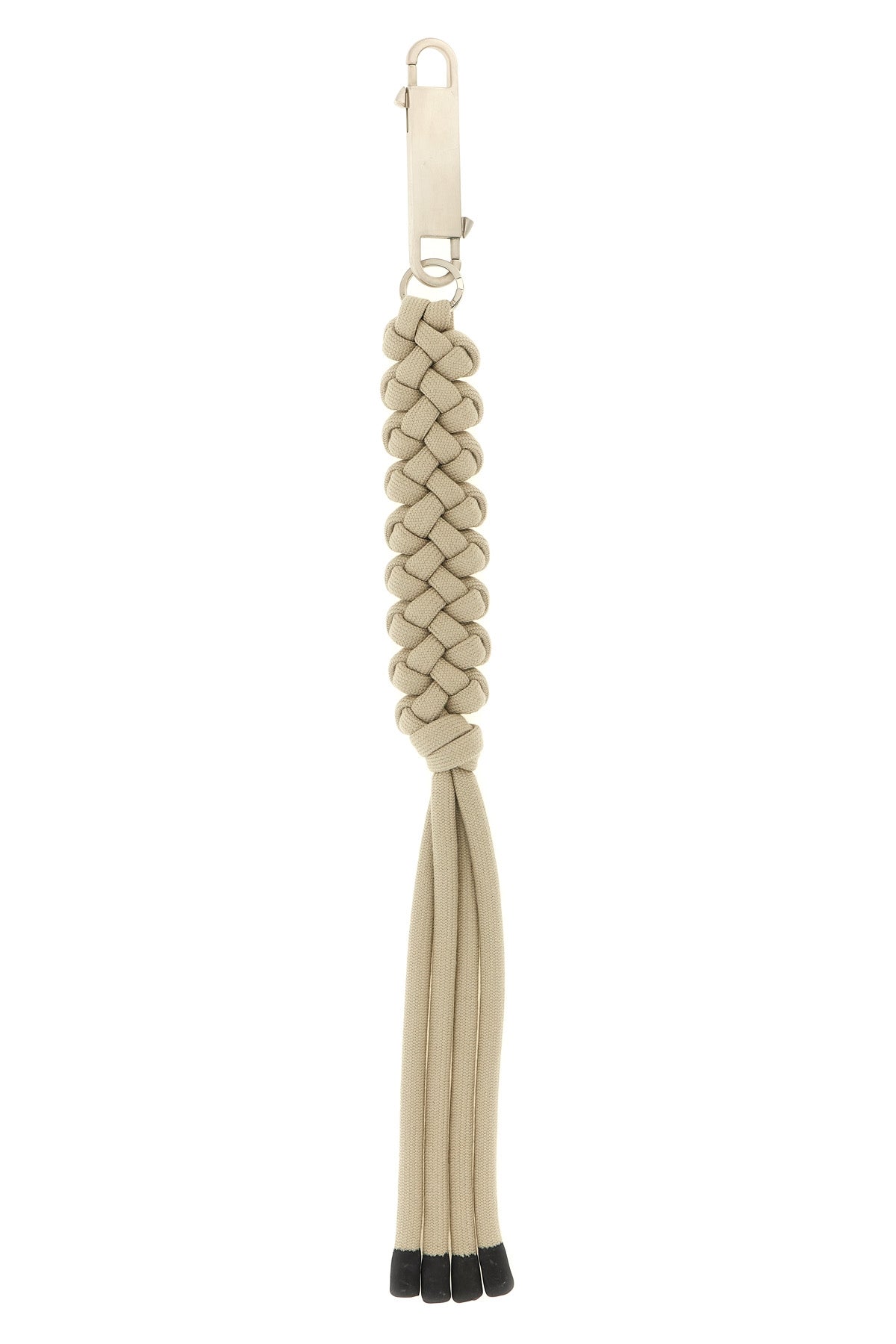 moncler + rick owens hiking rope keyring in woven rope and snap hook