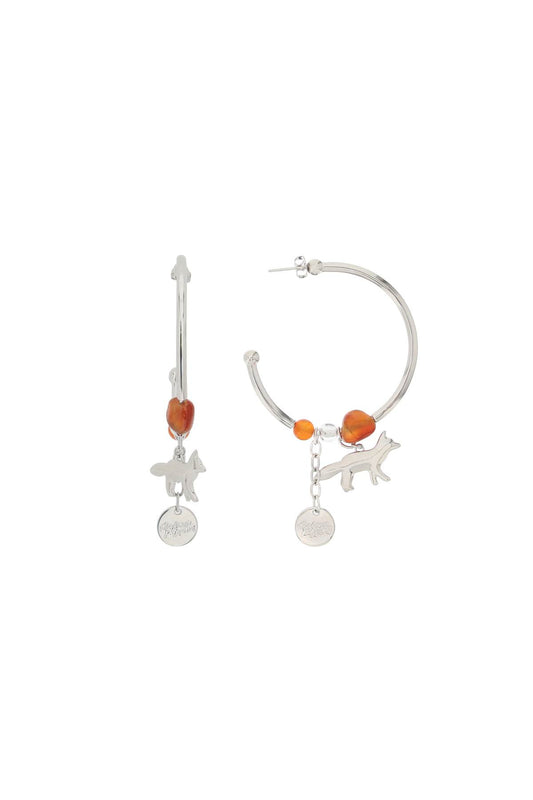 fox & beads hoop earrings