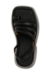 sandalo zeppo in pelle martellata