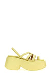 sandalo zeppo in pelle martellata