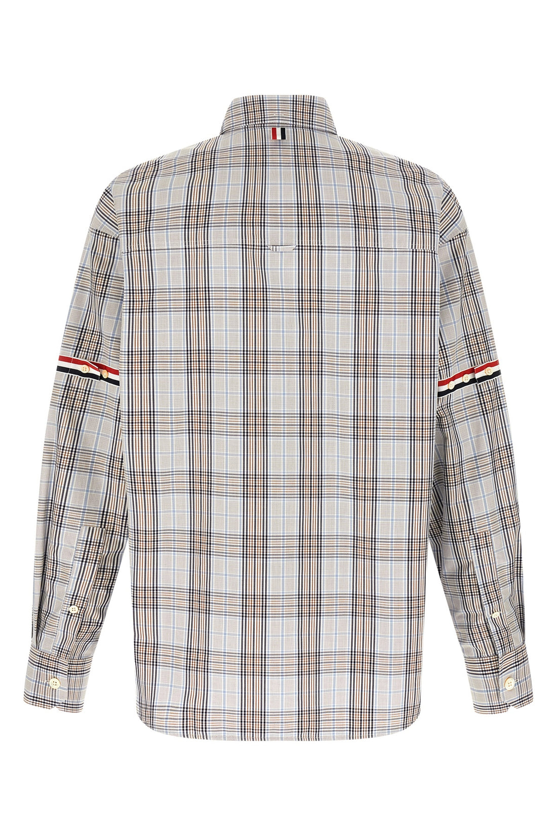 THOM BROWNE 1  oversized rwb button-down plaid check cotton poplin shirt