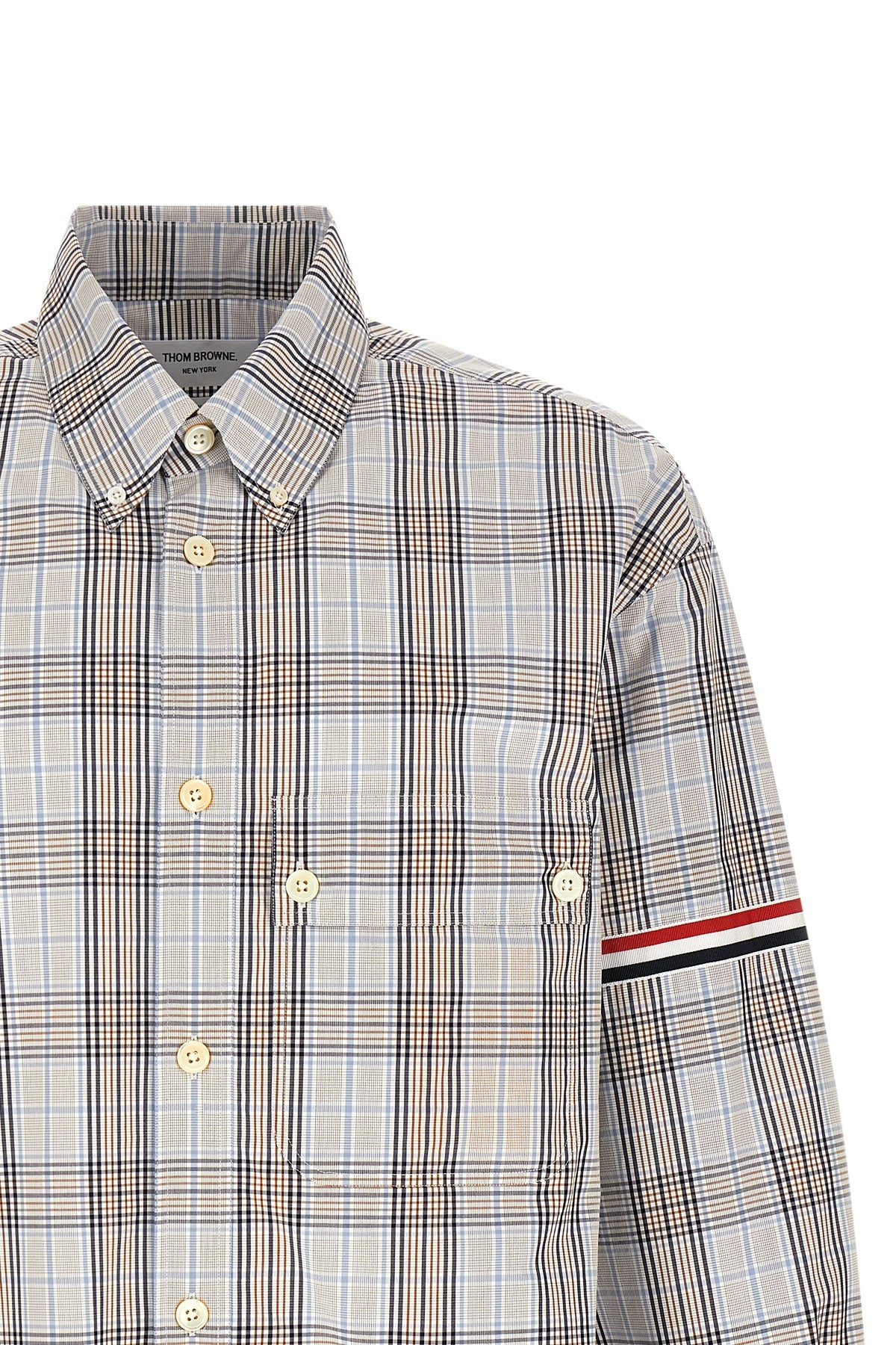 oversized rwb button-down plaid check cotton poplin shirt