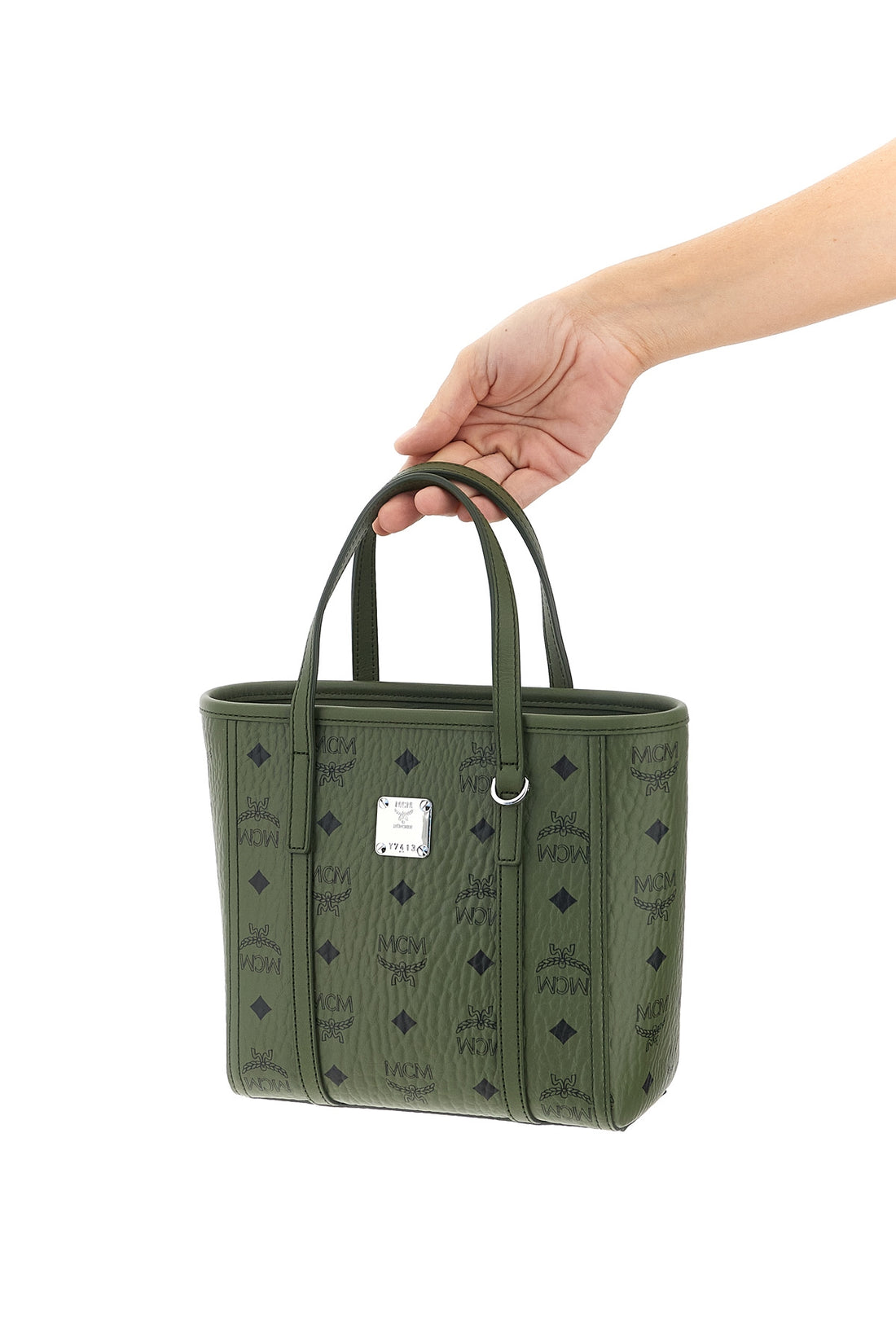 MCM OS toni mini shopping bag in visetos monogram canvas and tassel