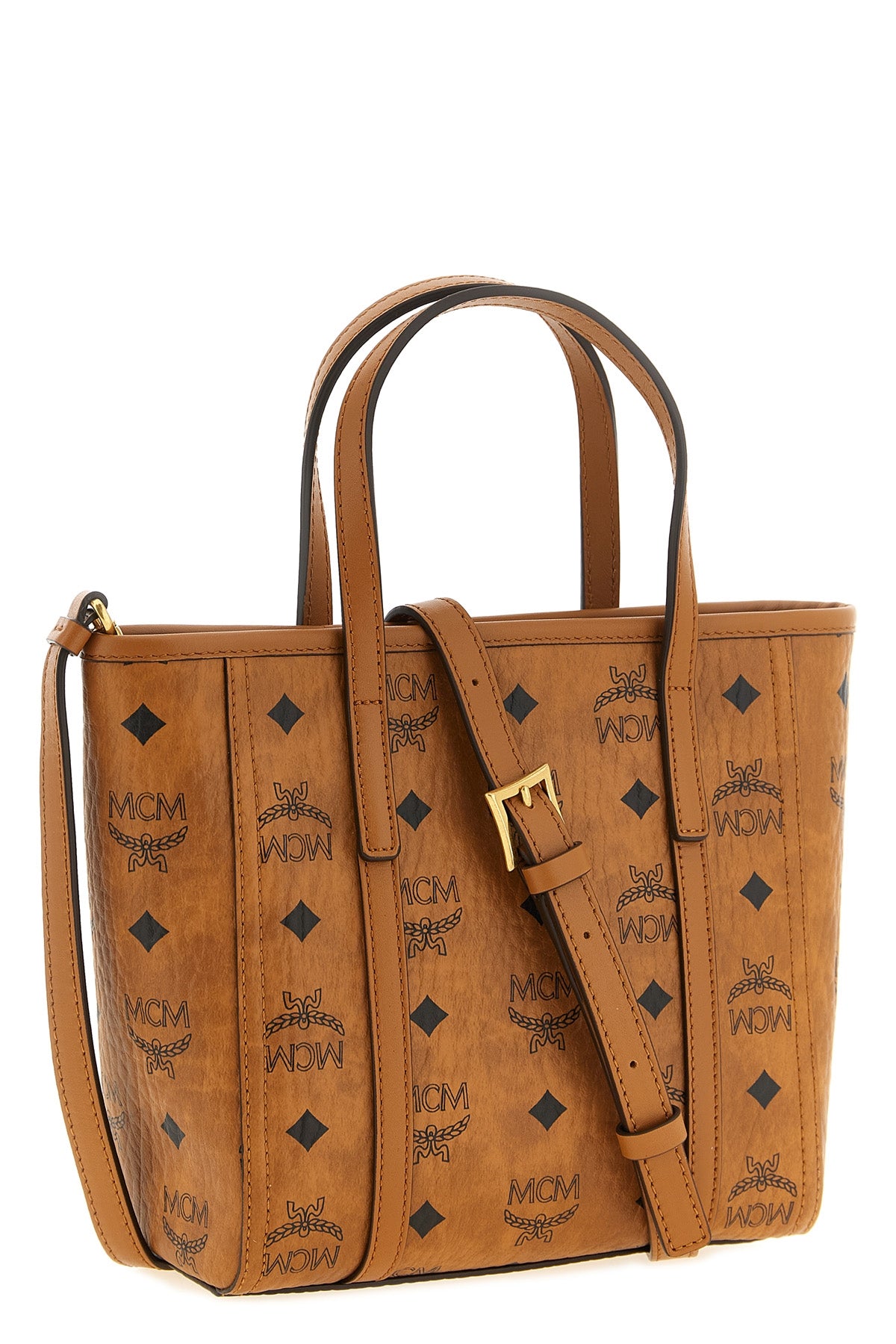 mcms toni small shopper bag features a structured silhouette defined by the m