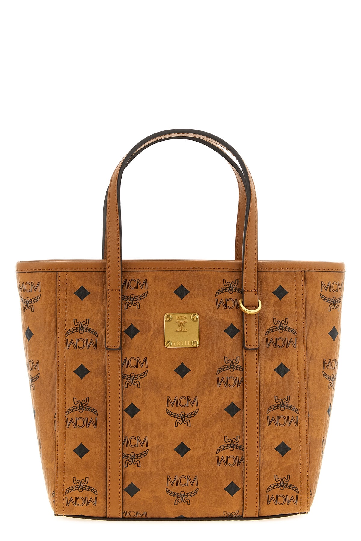 mcms toni small shopper bag features a structured silhouette defined by the m