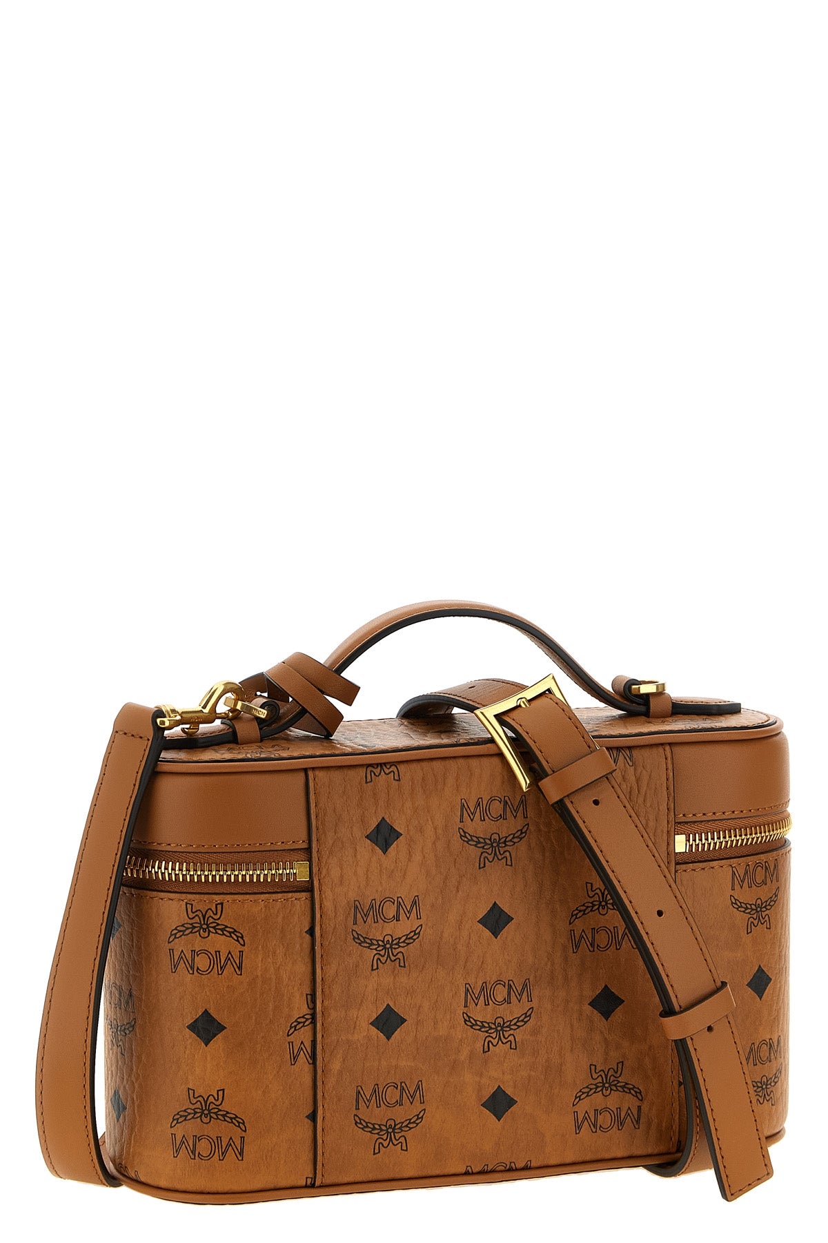 the mcm aren crossbody bag defines a structured silhouette inspired by classic