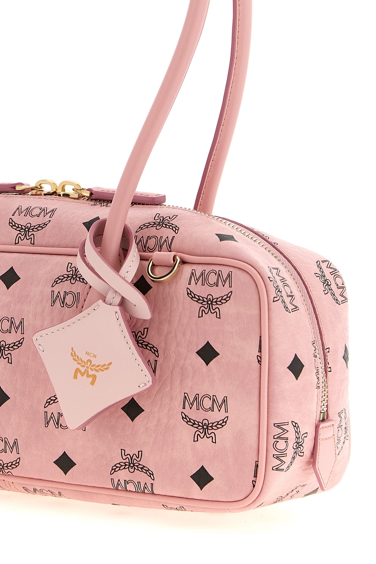 the small mcm aren east west shoulder bag is distinguished by a structured eas