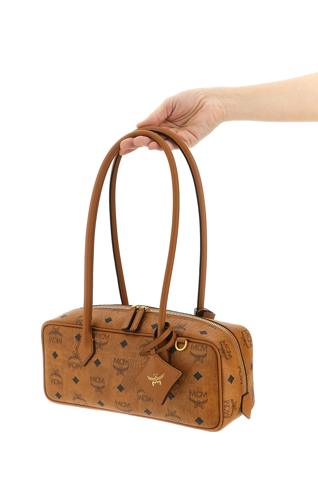 MCM OS aren east west shoulder bag in visetos monogrammed canvas