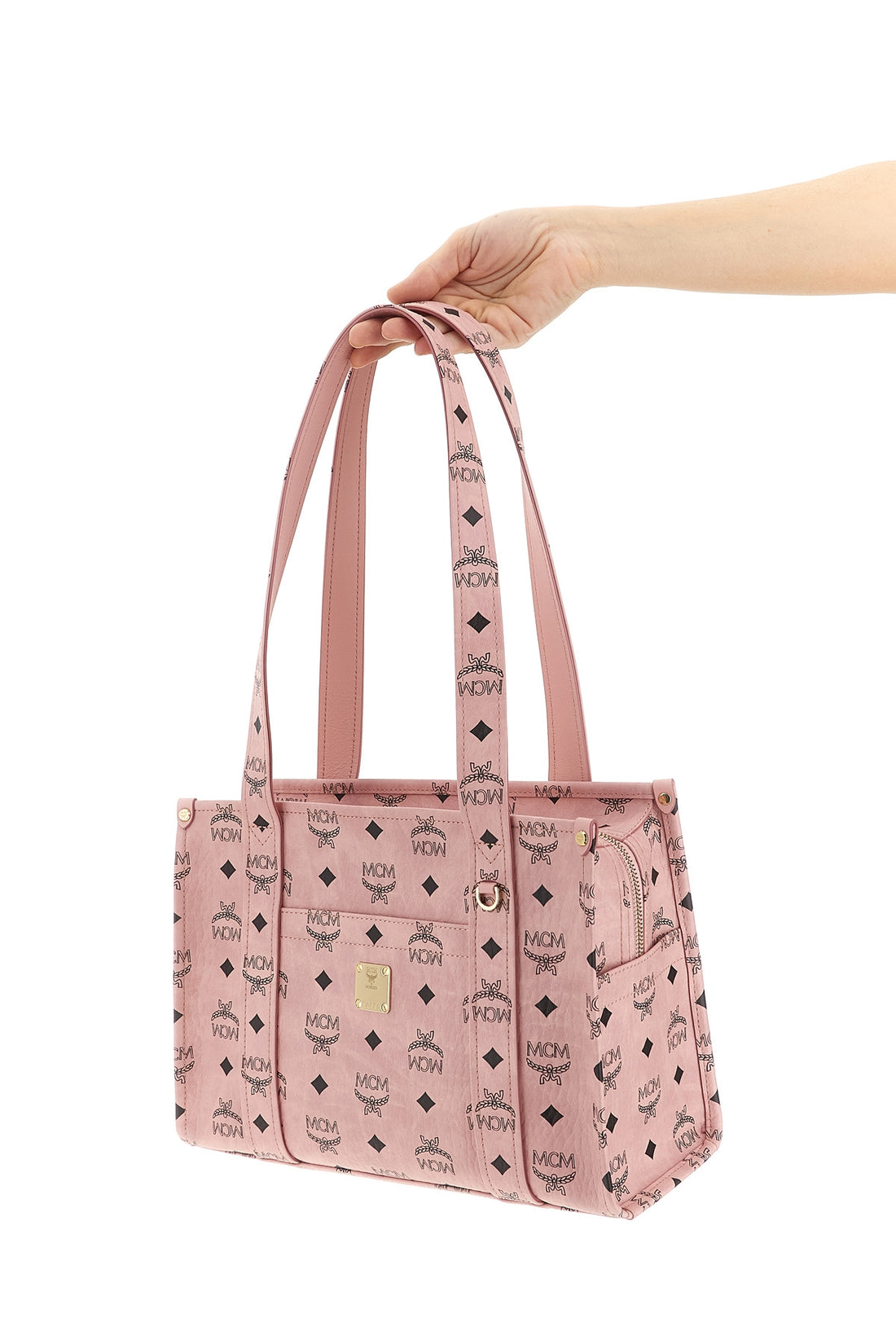 MCM OS aren school tote shoulder bag in visetos monogram canvas