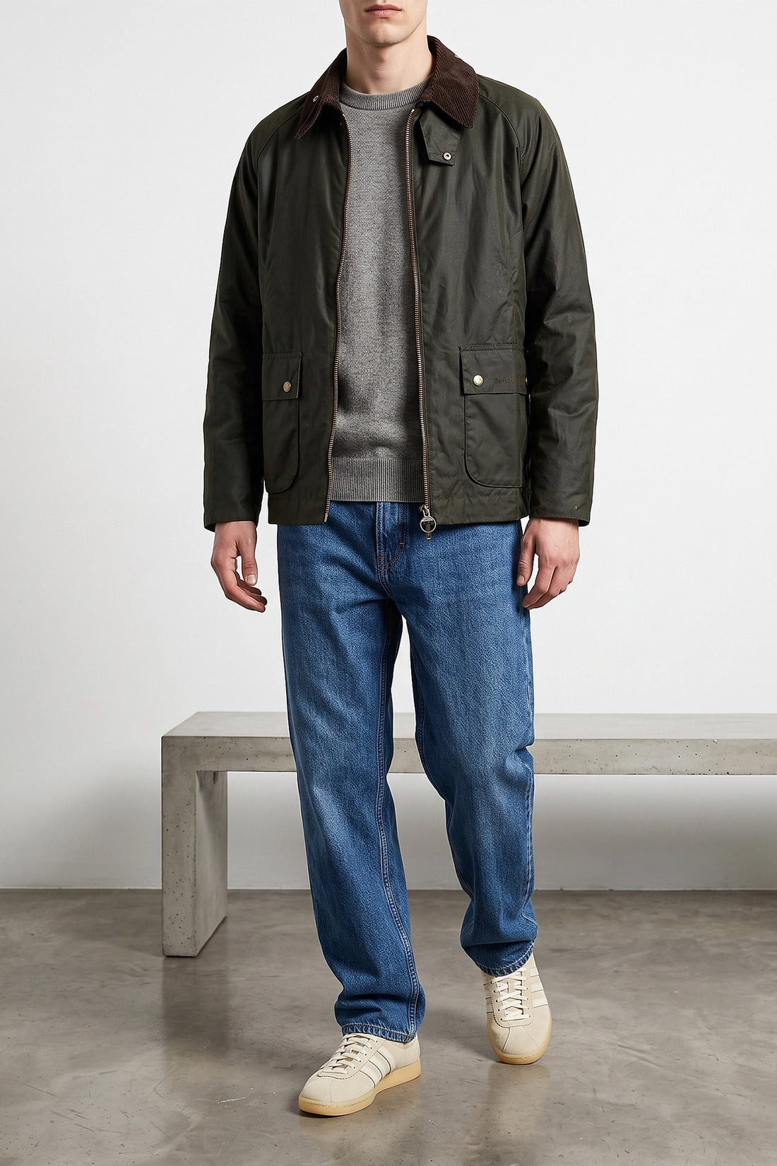 BARBOUR M short bedale waxed cotton jacket
