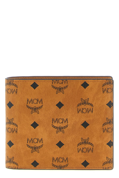 the bifold wallet in structured coated canvas mcm