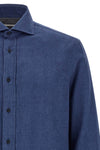 herringbone patterned cotton blend flannel shirt
