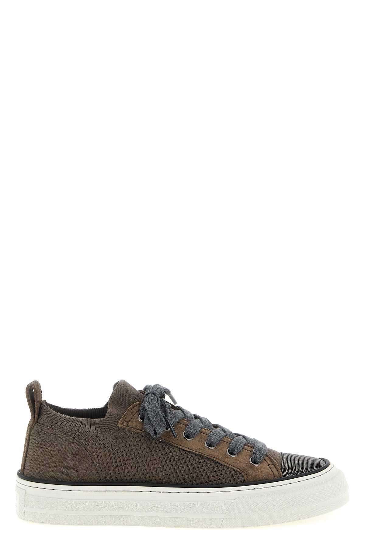 cotton knit and suede sneakers