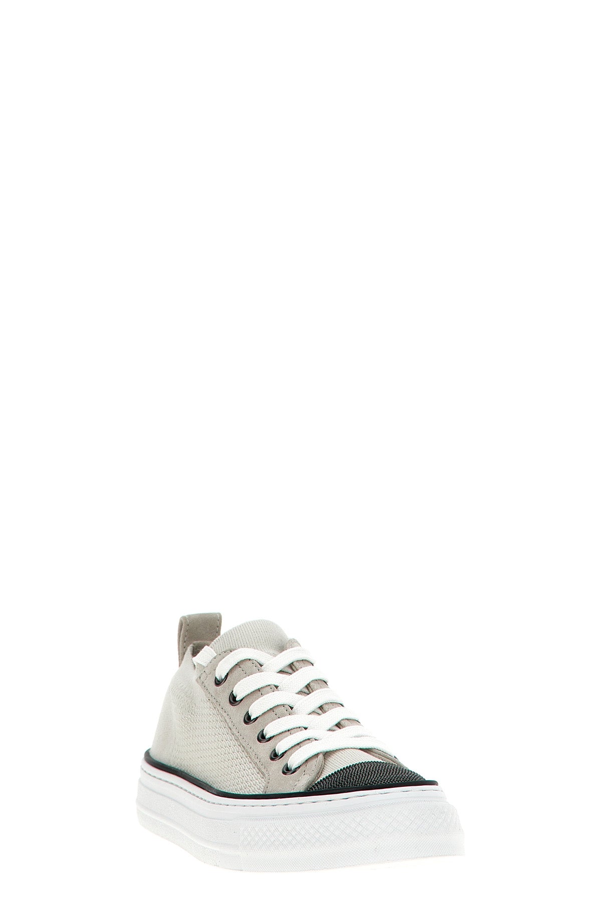 cotton knit and suede sneakers